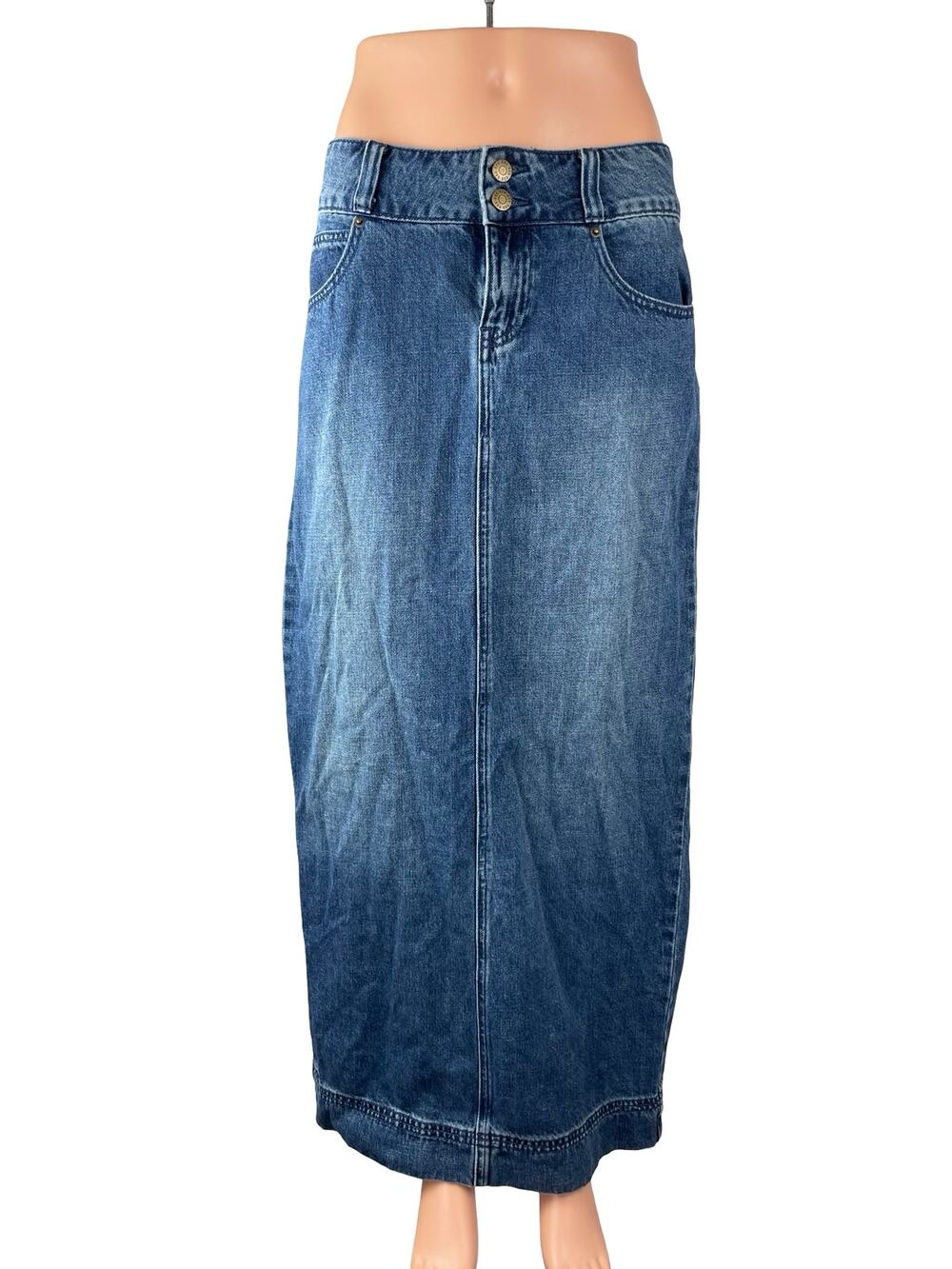 Urban Outfitters BDG Women's Blue High Rise Maxi Straight Pencil Denim Skirt M
